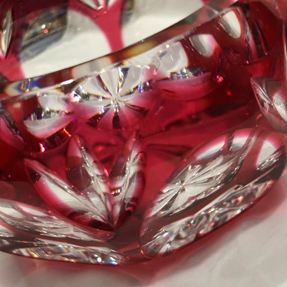 Nachtmann Bramberg Crystal Glass Bowl Cut Cranberry To Clear Czech Bohemian 50’s - Picture 11 of 12